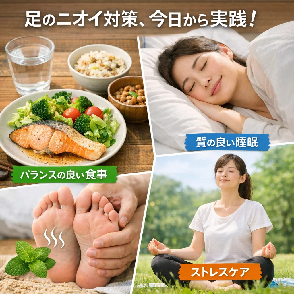 今日から始められる食事睡眠ストレスで足の臭いを抑える実践法