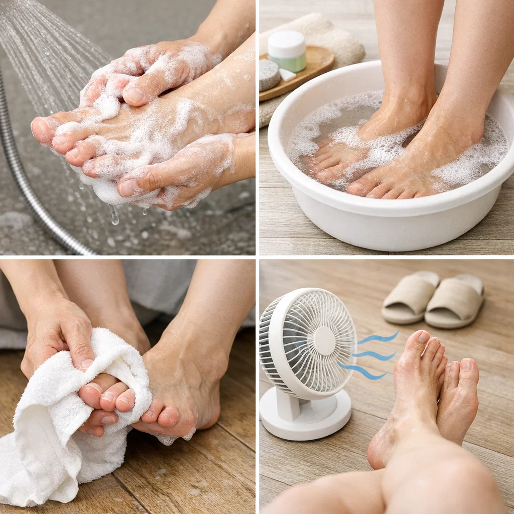 個人差に配慮して足のニオイを和らげる毎日の洗い方と乾かし方