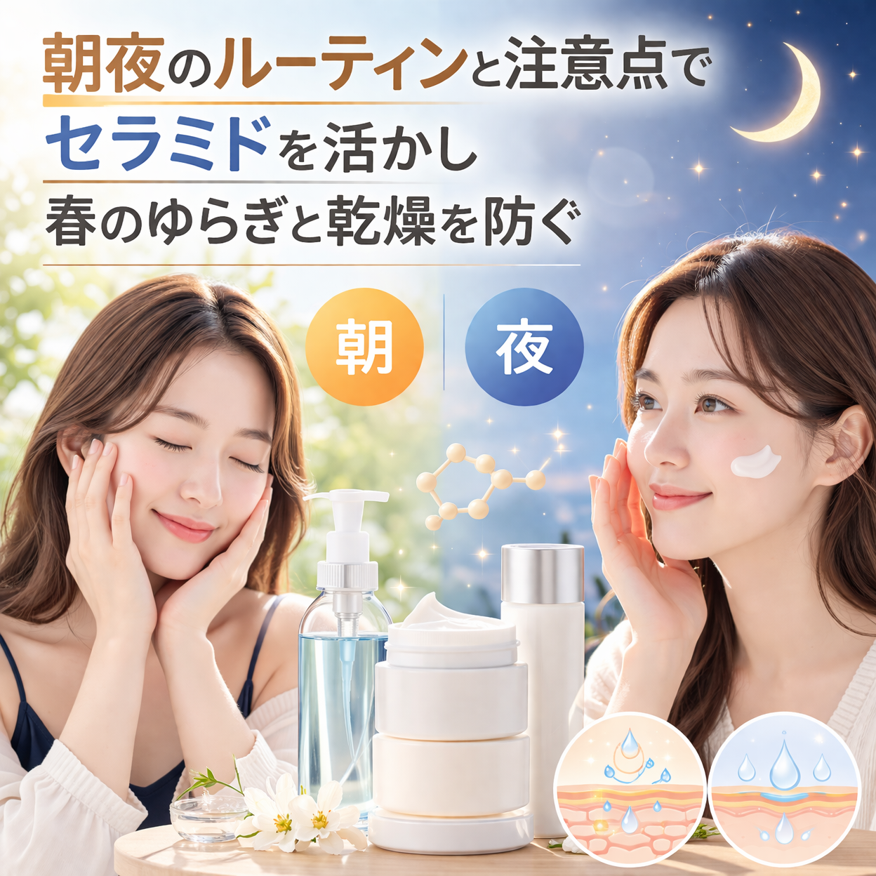 朝夜のルーティンと注意点でセラミドを活かし春のゆらぎと乾燥を防ぐ