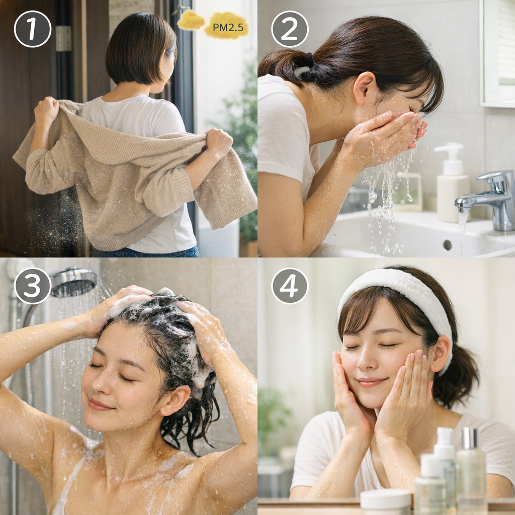 帰宅後に黄砂やPM2.5を落として肌バリアを守る簡単ルーティン