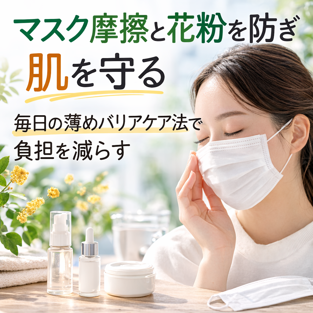 マスク摩擦と花粉を防ぎ肌を守る毎日の薄めバリアケア法で負担を減らす