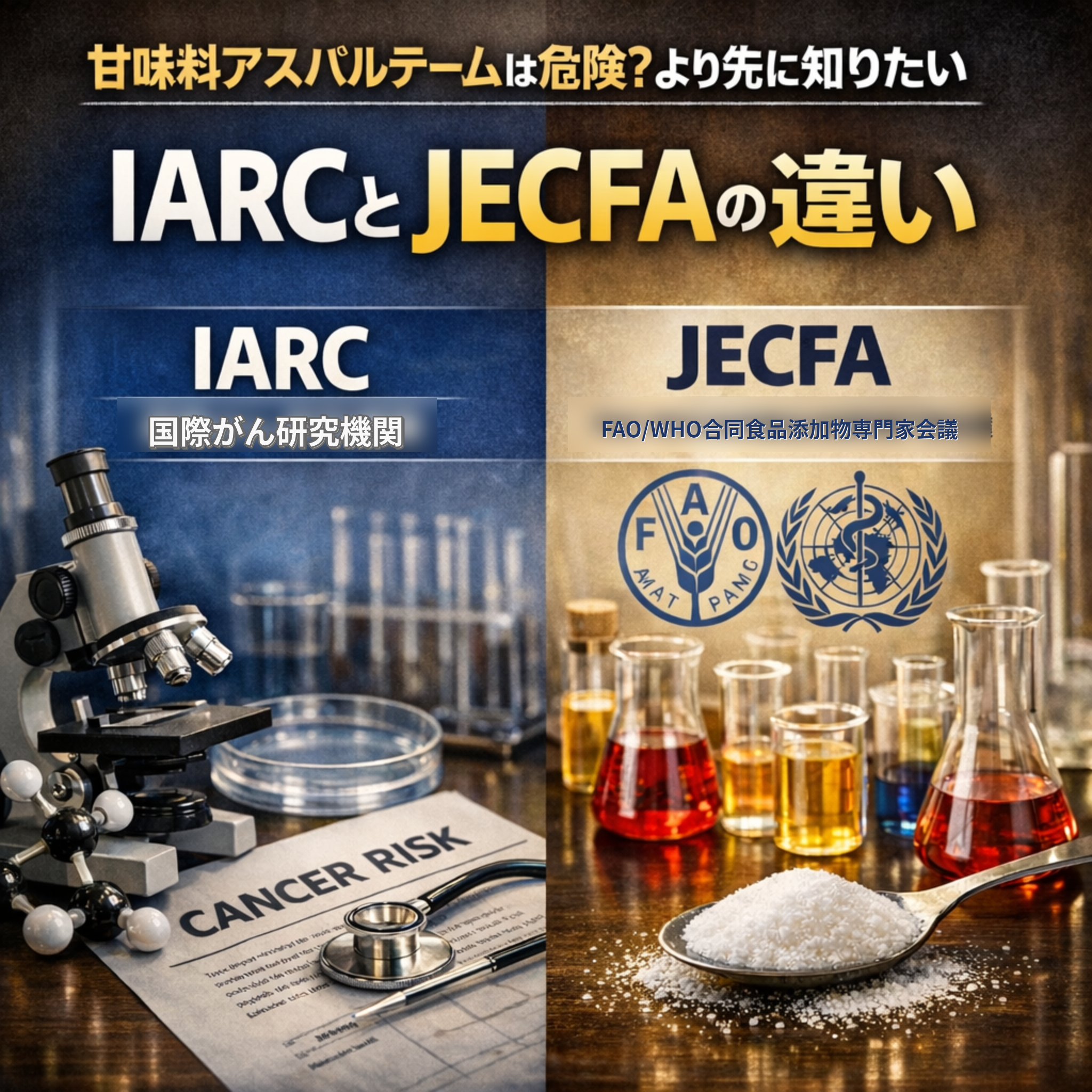 良く見る甘味料アスパルテームは危険？より先に知りたい、IARCとJECFAの違い