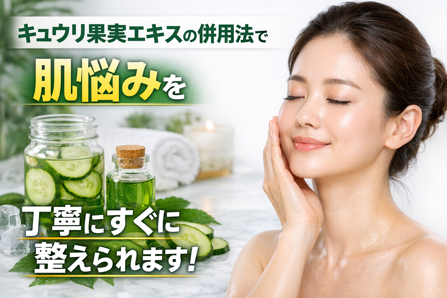 キュウリ果実エキスの併用法で肌悩みを丁寧にすぐに整えられます