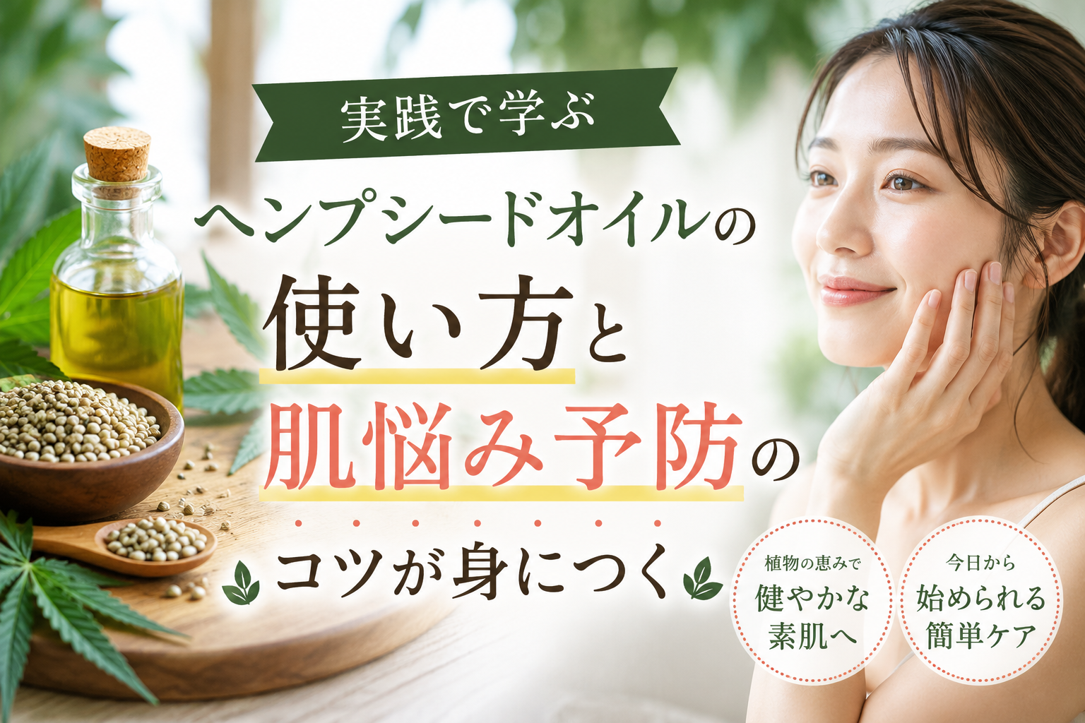実践で学ぶヘンプシードオイルの使い方と肌悩み予防のコツが身につく